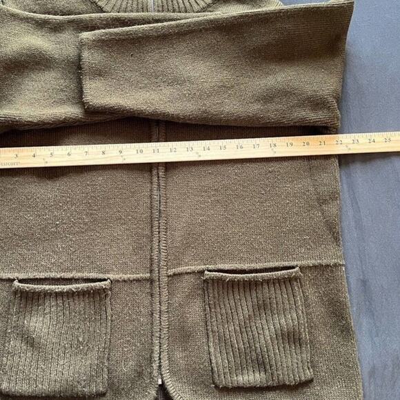 Olive Green Tally Ho  Zip Up Cardigan Knit Mock Neck Sweater Jacket - Picture 4 of 6